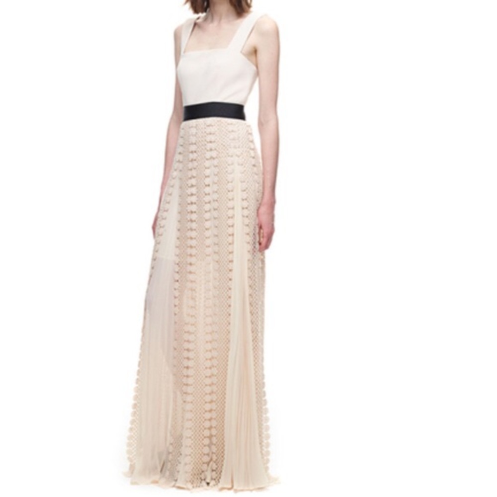 Self Portrait All Lace Pleated Maxi Gown 4 NWT